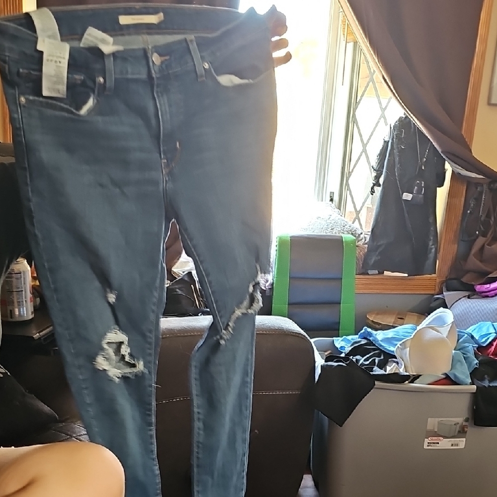 Women's Blue Distressed Jeans